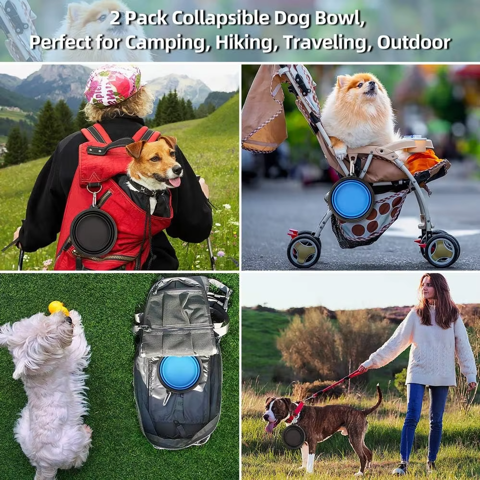 Wellfine-cuenco plegable de silicona a prueba de agua para perros, comedero de pl&aacute;stico para mascotas, comida para gatos, cuenco de viaje plegable para gatos