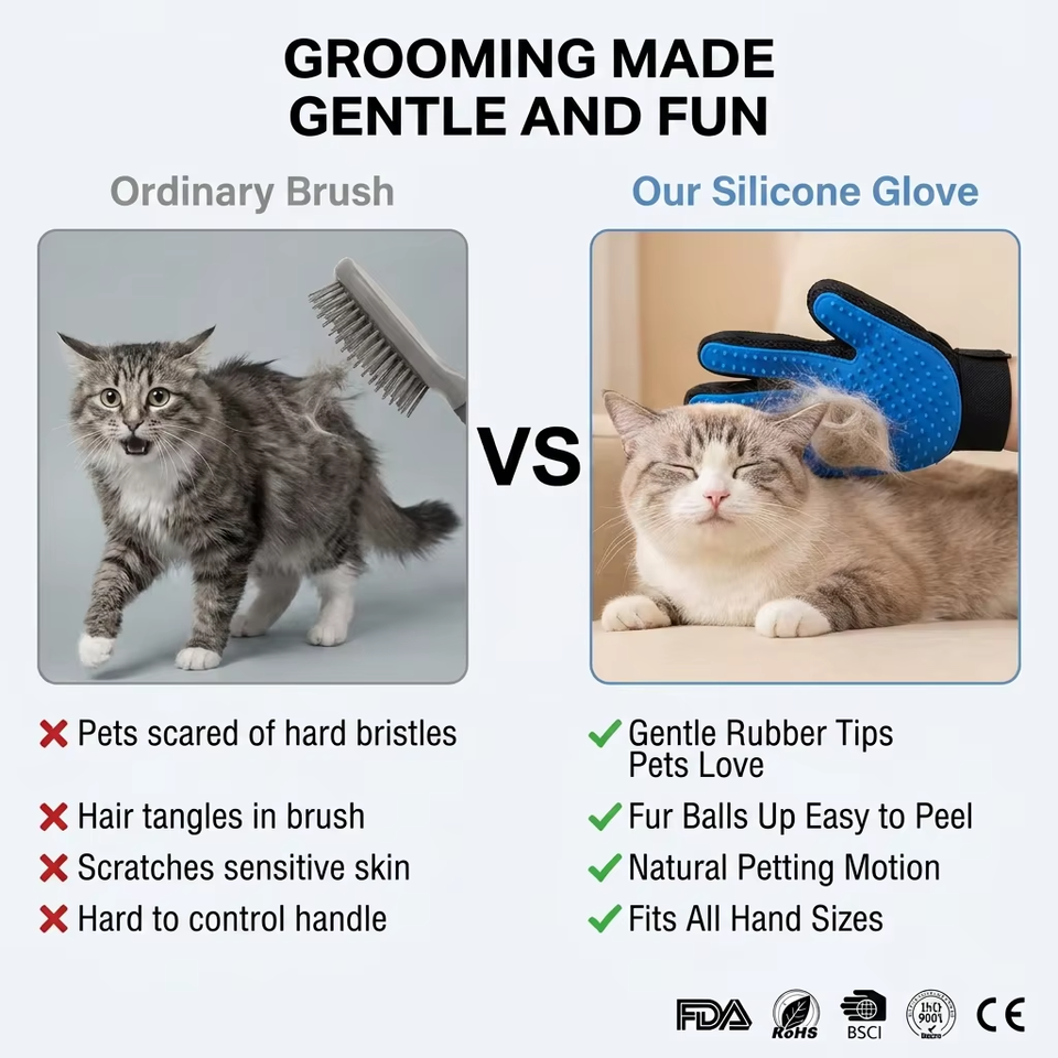 ペットバスグローブ用品シリコンペットヘアリムーバーグローブMascotaペットグルーミンググローブ脱毛ブラシ260グルーミングヒント付き