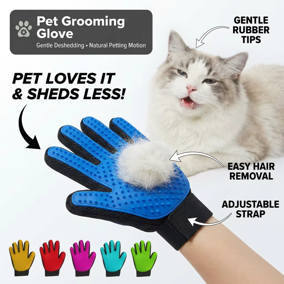 Gants de bain pour animaux de compagnie, fournitures en silicone, gants d'&eacute;pilation pour animaux de compagnie, mascotte, gant de toilettage, brosse de d&eacute;m&ecirc;lage avec 260 embouts de toilettage