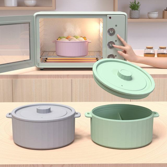 Vaporizador de silicona ecol&oacute;gico sin BPA para microondas, cuenco vaporizador de comida para perezosos, olla para cocinar verduras, preparaci&oacute;n de comidas saludables