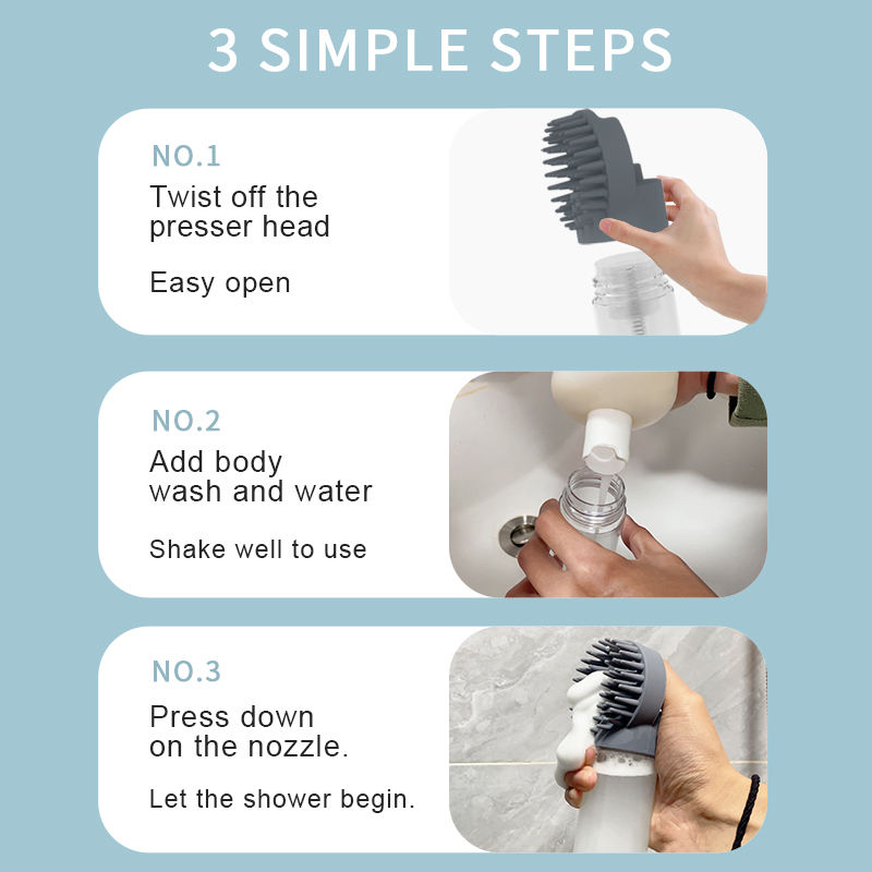 Wellfine-cepillo de ba&ntilde;o para lavado de mascotas, cepillo de ba&ntilde;o para perros, dispensador de champ&uacute; de goma suave, cepillo de ducha para el cuidado de perros y gatos