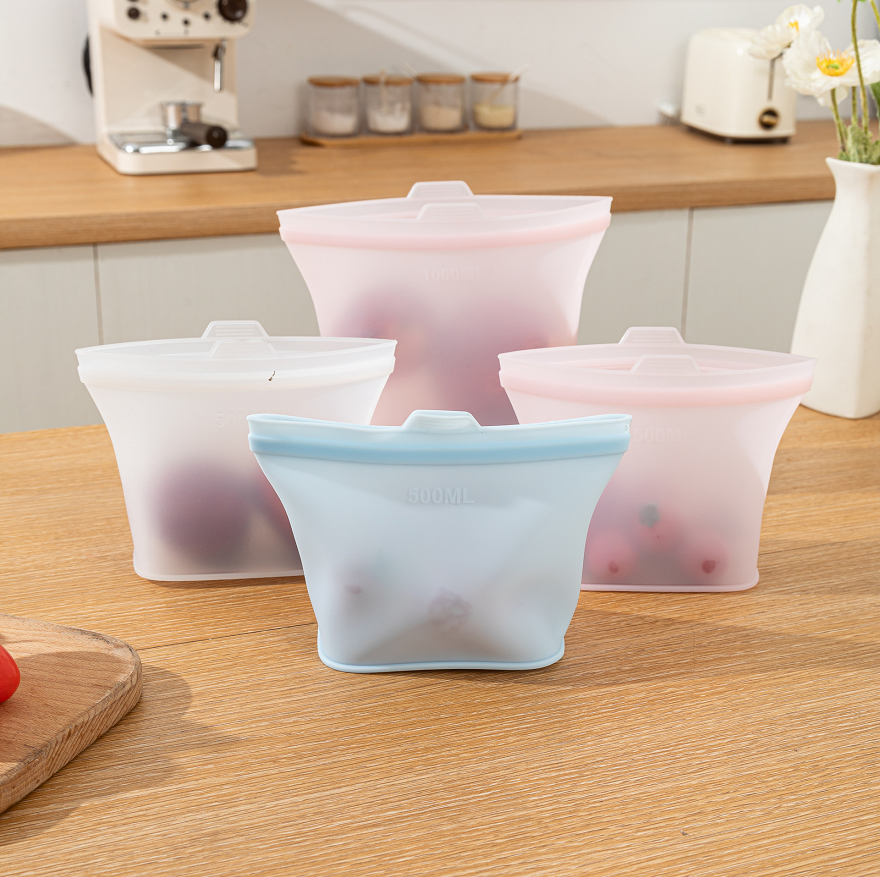 Sac de conservation des aliments au micro-ondes, conservation au r&eacute;frig&eacute;rateur, Silicone de qualit&eacute; alimentaire pour les aliments frais
