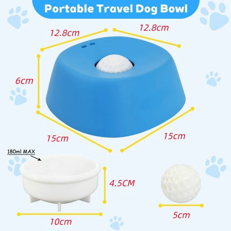 Bol &agrave; l&eacute;cher liquide pour chien, avec boule roulante, mat&eacute;riau ABS, alimentation lente, antid&eacute;rapant, motif solide