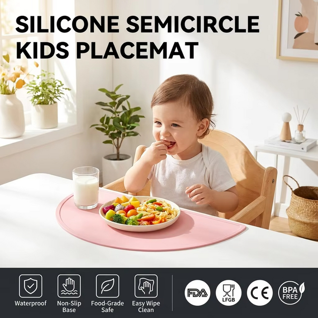 Napperon rond en Silicone pour b&eacute;b&eacute;, classique, personnalis&eacute;, Logo personnalis&eacute; color&eacute;, qualit&eacute; alimentaire, r&eacute;sistant aux taches, tapis de table pour enfants, vente en gros