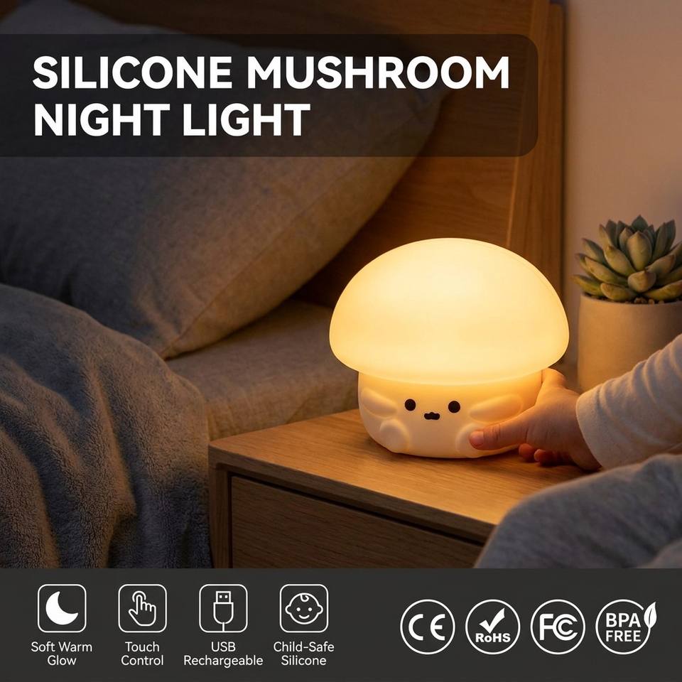 Clap lumi&egrave;res de no&euml;l LED intelligentes &agrave; trois vitesses mignon Silicone veilleuse pour chambres Protection des yeux sommeil atmosph&egrave;re Clap lumi&egrave;re