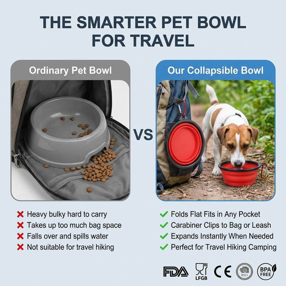 Bol pliable pour animaux de compagnie, Logo personnalis&eacute;, bols pliables en Silicone pour chiens, bols pliables pour animaux de compagnie, voyage