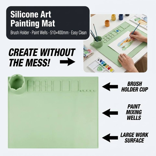 Tapis de peinture &agrave; l'huile en Silicone, fonction de r&eacute;serve de pigments multi-carr&eacute;s, cr&eacute;ation artistique pour enfants