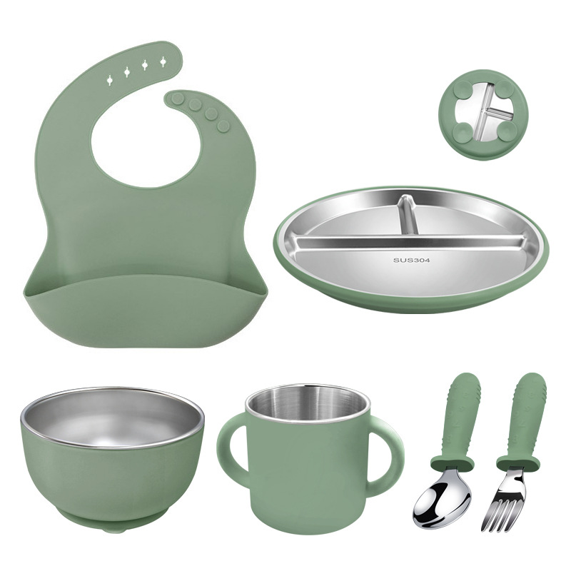 Logotipo personalizado para ni&ntilde;os, comedor para ni&ntilde;os peque&ntilde;os, carcasa de silicona extra&iacute;ble, placas divididas de succi&oacute;n para beb&eacute;s, placa para ni&ntilde;os de acero inoxidable