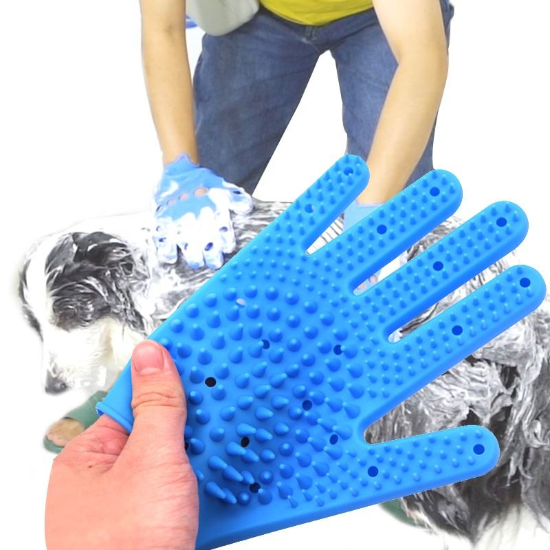 Wellfine-guante de ba&ntilde;o de silicona para mascotas, cepillo quitapelos, guante de ba&ntilde;o para masaje de aseo de mascotas para gatos y perros