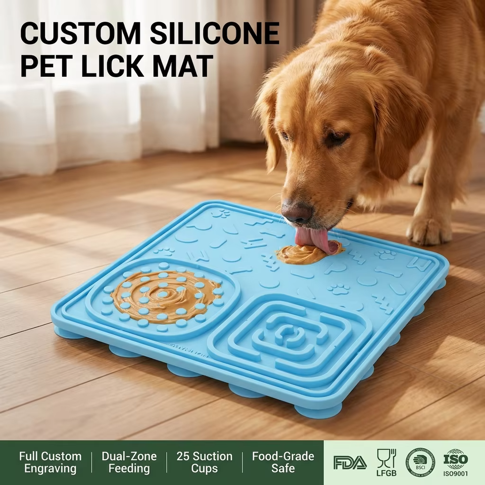 Venta al por mayor, comedero lento, cuencos para perros, alfombrilla para lamer, antideslizante, pl&aacute;stico duradero, juguete interactivo de silicona para perros grandes, medianos y peque&ntilde;os