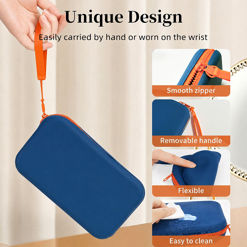 Grand sac en Silicone personnalis&eacute;, sac de rangement de maquillage Portable, pochette &agrave; fermeture &eacute;clair, sac &agrave; cosm&eacute;tiques &eacute;tanche, trousse de toilette de voyage