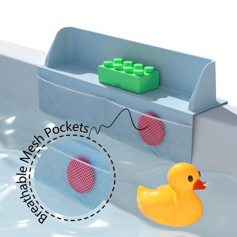 Protection contre les &eacute;claboussures de douche d'angle de baignoire de salle de bains, zone d'&eacute;tag&egrave;re de jeu d&eacute;tachable, protection contre les &eacute;claboussures pour baignoire