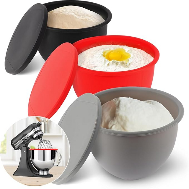 Revestimientos de silicona para tazones, impermeables, aptos para lavavajillas, aptos para horno, revestimientos de silicona no t&oacute;xicos para batidoras con base con cabezal inclinable de 5 cuartos
