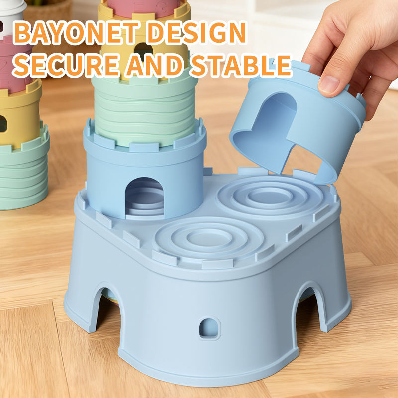 BPA フリーシリコーンソフト城ビルディングブロック歯が生えるスタッキングおしゃぶり子供の教育ベビースタッカースタッキングおもちゃ