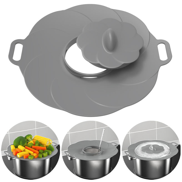 Wellfine Anti-d&eacute;versement couvercle bouchon Pan ustensiles de cuisine pi&egrave;ces Silicone Pot couvercle couvercle