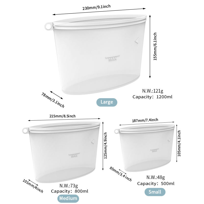 Sac de stockage des aliments r&eacute;utilisable en Silicone de qualit&eacute; sup&eacute;rieure, anti-fuite, pochette de stockage des aliments sans danger pour le cong&eacute;lateur et le micro-ondes