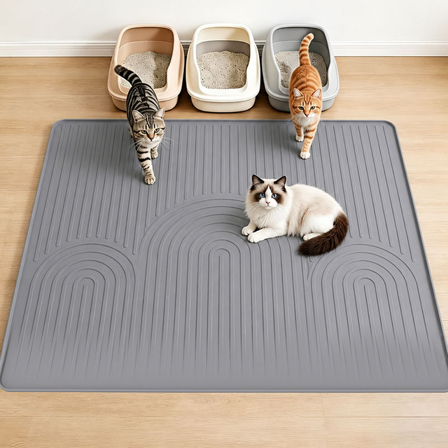 Alfombrilla moderna antisalpicaduras para arena para gatos, alfombrilla grande para inodoro de diatomita gris para todas las estaciones