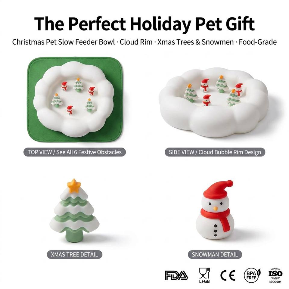 Tapis &agrave; l&eacute;cher pour chien de compagnie de No&euml;l, bol &agrave; alimentation lente, pr&ecirc;t &agrave; exp&eacute;dier, tapis &agrave; l&eacute;cher en Silicone pour ingestion lente