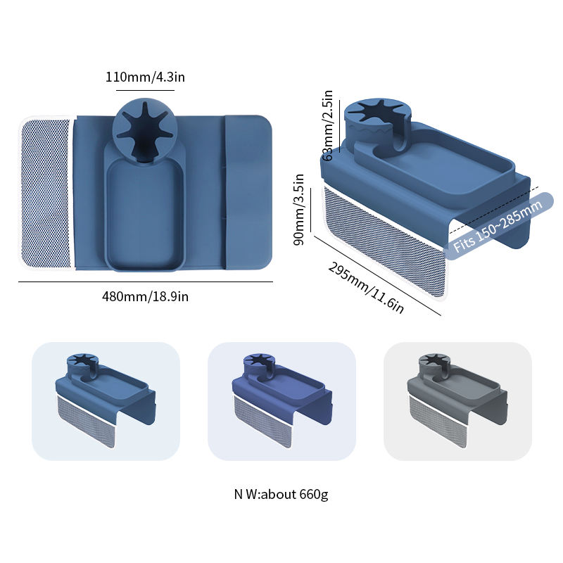 Plateau d'accoudoir de canap&eacute; en Silicone personnalis&eacute;, sous-verres, porte-boissons inclinable, support de verre pour t&eacute;l&eacute;phone portable, plateau avec poches lat&eacute;rales