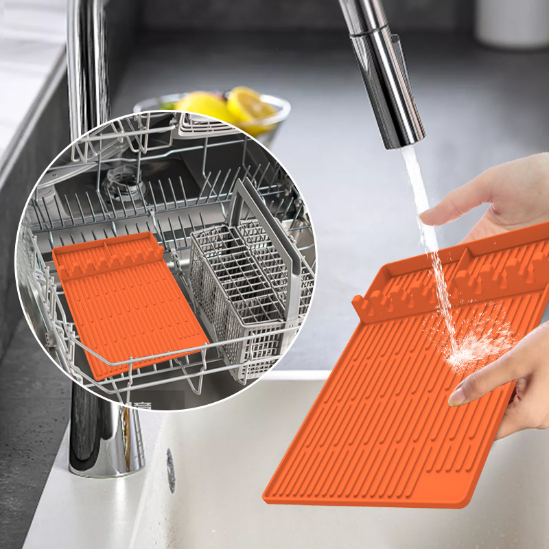 Tapis d'outils de plaque de cuisson en Silicone de qualit&eacute; alimentaire d'usine, grand tapis de spatule avec tapis d'&eacute;gouttement pour comptoir de cuisine de gril ext&eacute;rieur