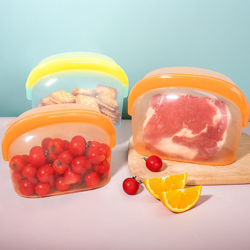 Sac de stockage des aliments en Silicone, vente en gros, sans BPA, &eacute;cologique, conservation de la fra&icirc;cheur, &eacute;tanche, r&eacute;utilisable, sac de stockage des aliments