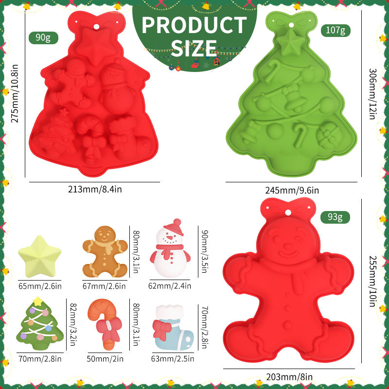 Molde para hornear de silicona para &aacute;rbol de Navidad, molde con tem&aacute;tica navide&ntilde;a de calidad alimentaria para galletas, dulces, pan y pastel de chocolate
