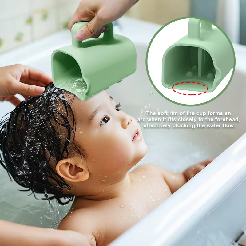 Certification CPC Tasse de rin&ccedil;age pour bain de b&eacute;b&eacute; Tasse de rin&ccedil;age en silicone de qualit&eacute; alimentaire sans d&eacute;chirure avec ventouse pour enfants