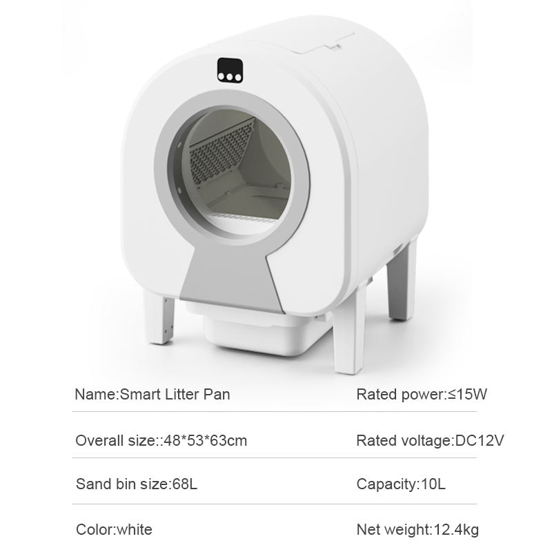 Wellfine – grand bac &agrave; liti&egrave;re &eacute;lectrique automatique et intelligent, avec t&eacute;l&eacute;commande Wifi, &agrave; faible bruit, &agrave; toit ouvert, autonettoyant, pour chat