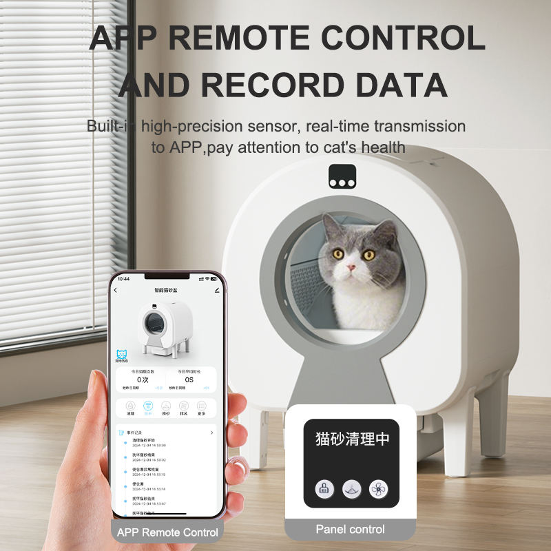 Wellfine – grand bac &agrave; liti&egrave;re &eacute;lectrique automatique et intelligent, avec t&eacute;l&eacute;commande Wifi, &agrave; faible bruit, &agrave; toit ouvert, autonettoyant, pour chat